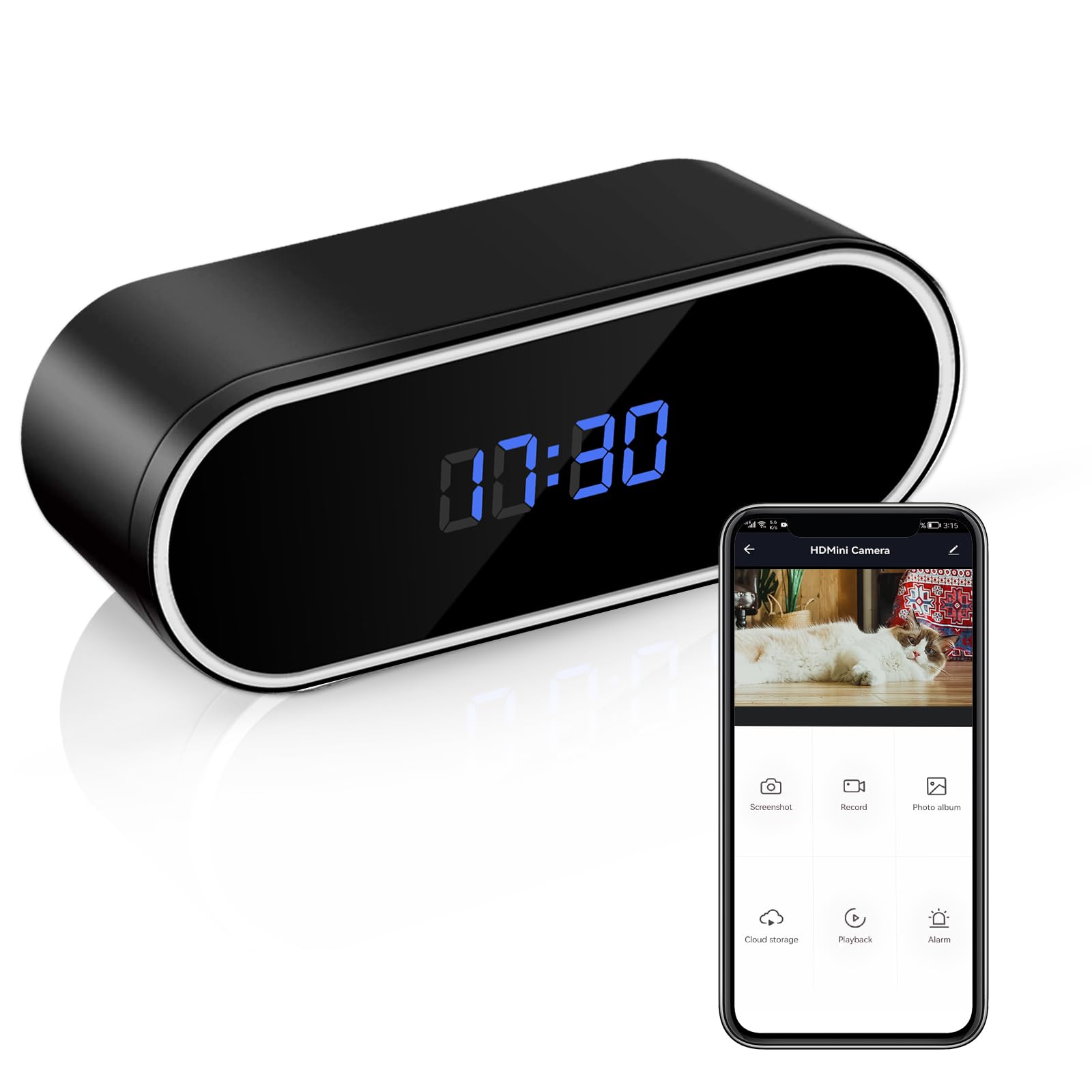 Hidden Camera Clock, Wireless Spy Camera, WiFi Security Camera, FHD Nanny Cam with Night Vision,Motion Detection, Remote Viewing for Indoor Baby Pet Surveillance