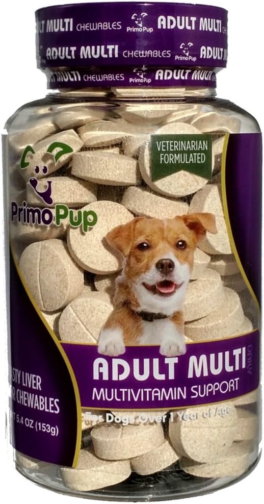 Primo Pup Adult Dog Multivitamin Vet Health | Supports Physical & Mental Wellbeing | Vet Formulated | Easy to Digest | No Artificial…
