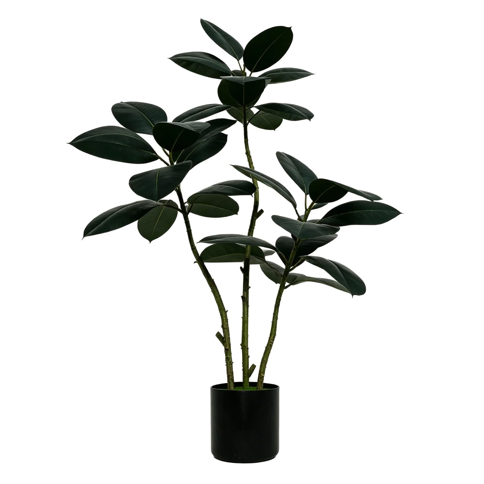 Arbre à Caoutchouc Artificiel de 1,2 M de Haut avec Feuilles Réalistes et Tronc en Bois Naturel pour Décoration Intérieure de Bureau, avec Matériaux ABS PU Résistants (130 cm)