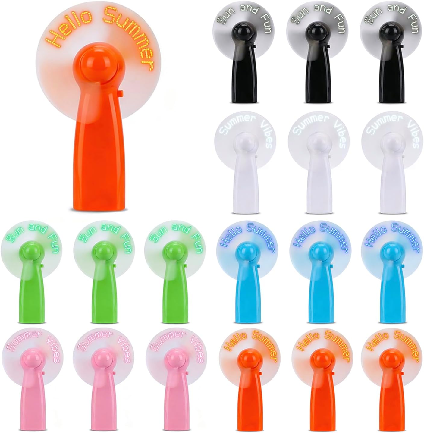 Eforcase 18Pcs Portable Handheld Mini Fan Bulk, Summer LED Small Personal Fan Party Favor, Battery Powered Pocket Travel Fan for Wedding,Carnival Party, Summer Gift for Women Men Indoor Outdoor