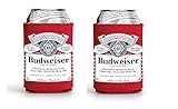 Budweiser Sigature Red Full Logo 12 Ounce Can Cooler - Set of 2