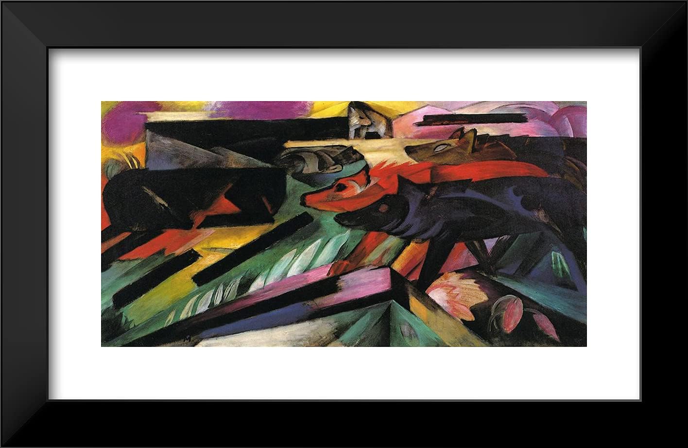 ArtDirect Marc, Franz 24x16 Black Modern Framed Art Print Titled: The Wolves - Balkan War