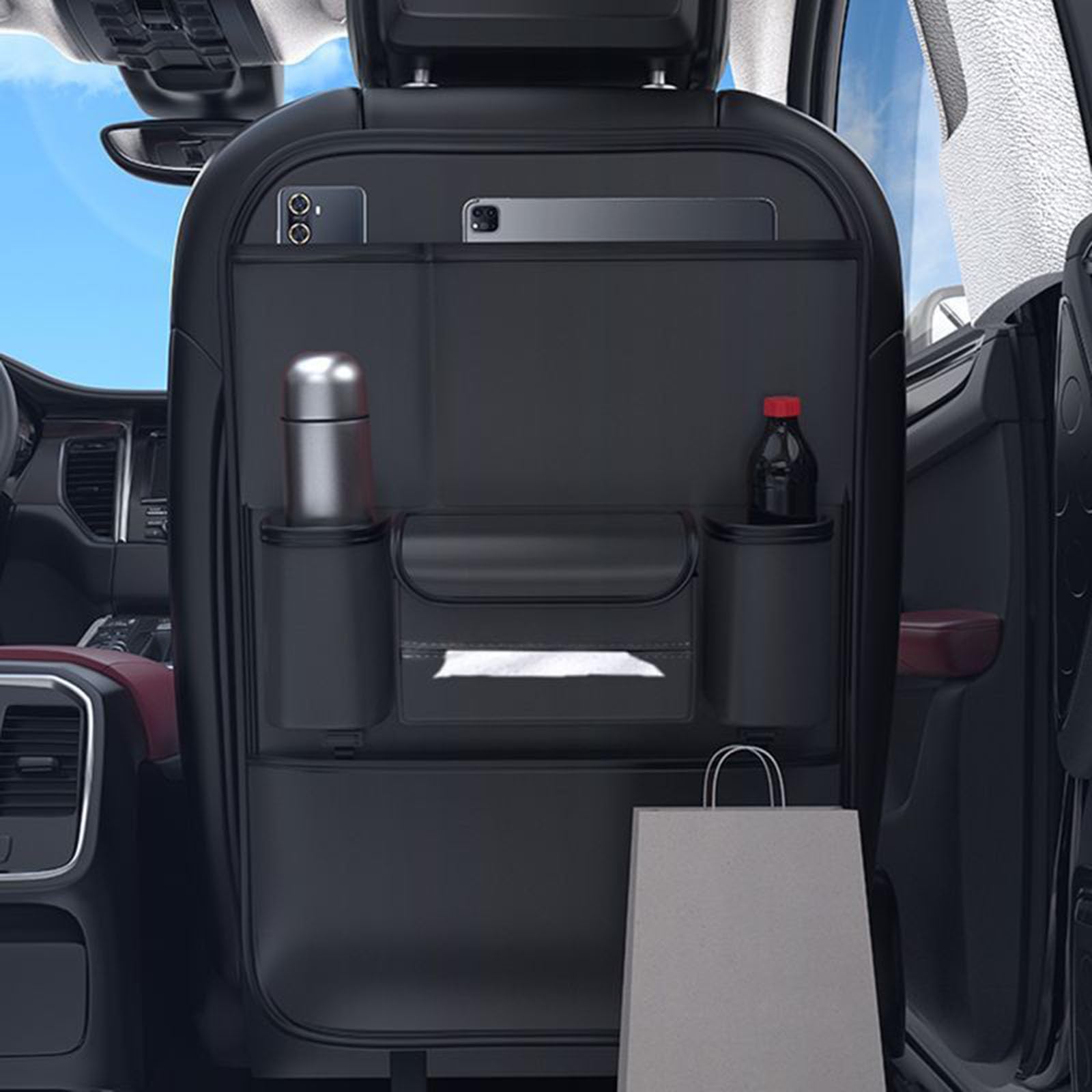 Autorücksitz-Organizer, für Ford Tourneo Courier I MPV 2014-2023 2024 2025 Auto Rücksitz Kofferraumtasche mit mehrere Taschen Verstellbarem Riemen Fahrzeugzubehör
