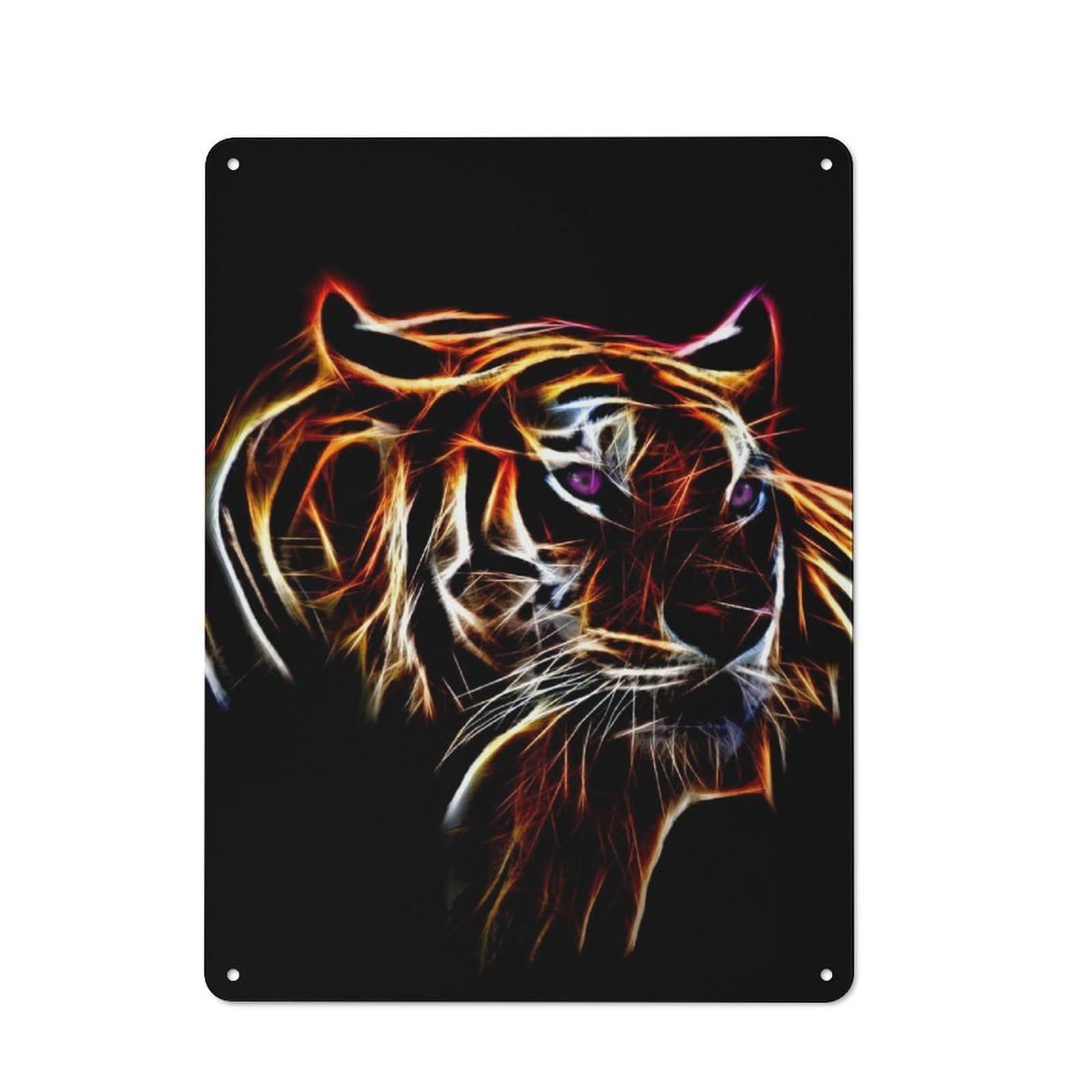 Junmoney Tiger Fractal-1 Tiger Fractal Rustic Metal Wall Sign 40X30cm For Hobby Room Or Studio, For Vintage Wall Decor Fans, For Themed Room Decoration