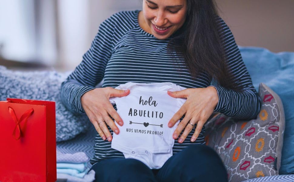 Miniatura 5 de Hola Abuelito - Body para abuelos con anuncio de embarazo en español, regalo para recién nacido