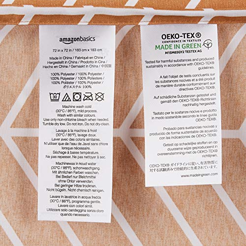 Amazon Basics Microfiber Terracotta Herringbone Printed Pattern Bathroom Shower Curtain - Terracotta Herringbone, 72 Inch #TOP2