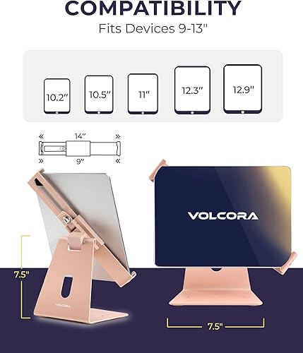 Miniatura 9 de Volcora Soporte antirrobo para tableta iPad de seguridad con cerradura, blanco de 9-13 pulgadas, soporte de quiosco, giratorio, ajustable, para iPad