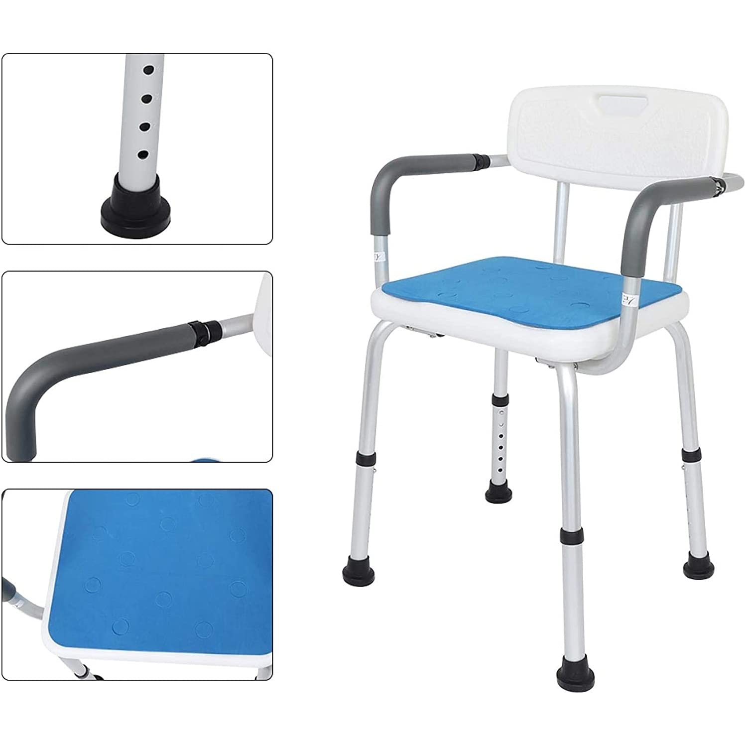 Taburete de Ducha Sillas de Ducha para Personas Mayores, Silla de Ducha para Personas Mayores de Trabajo Pesado con Respaldo, Asistencia de Altura Ajustable, Personas Mayores y Tabu