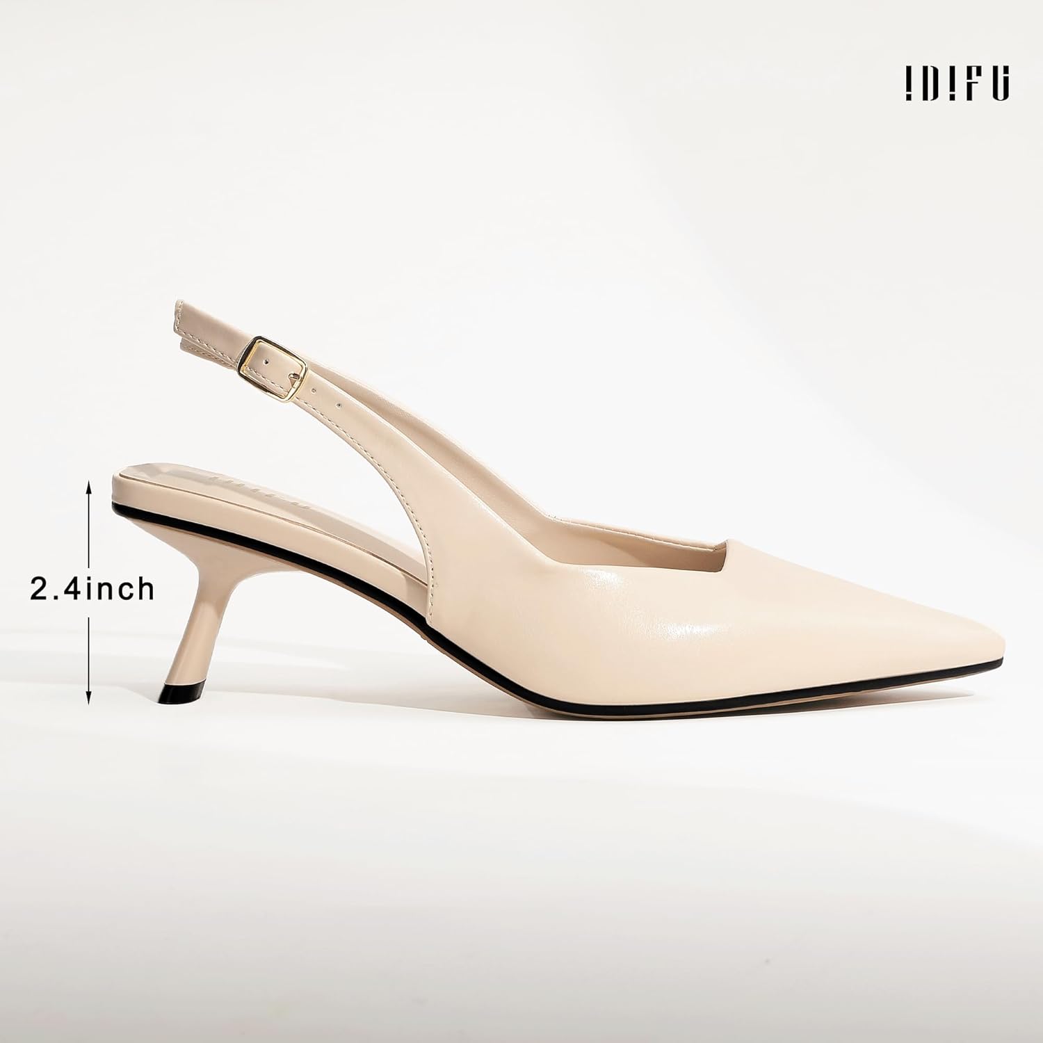 IDIFU IN2 Kitten Heels Closed Toe Slingback Pointed Toe Women's Pumps Dressy Dress Shoes for Women Low Comfortable Short Heels Wedding Prom Bridal Party Work Business Office Formal Pumps Shoes - Image 4