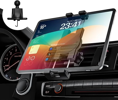 GDZN Soporte para tableta para ventilación de automóvil, agarre de gancho seguro Clip de ventilación de automóvil para iPad ProAirMini, Galaxy TabsZ