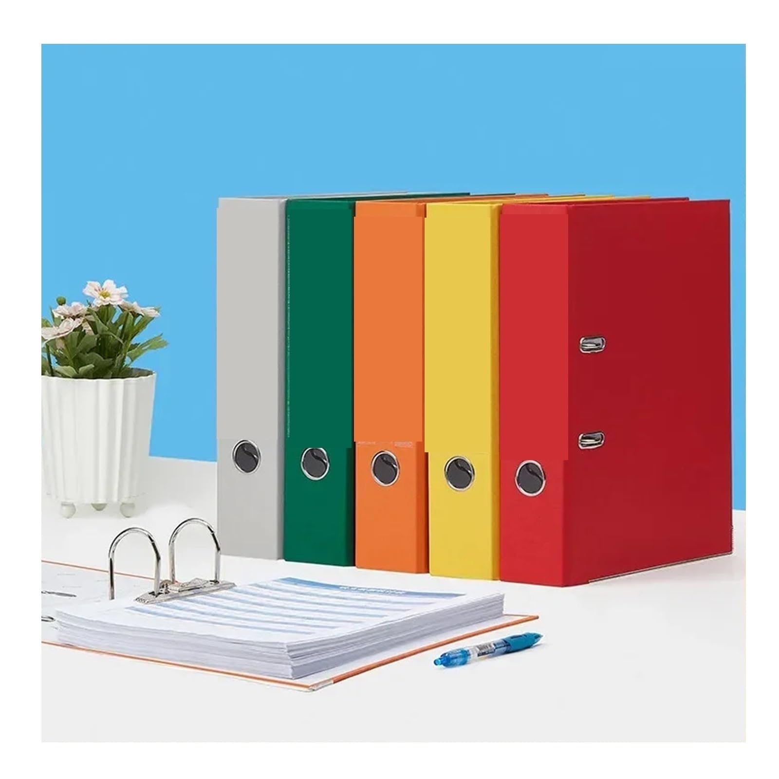 Carpeta de archivos con arco palanca A4 Multicolor, carpeta anillas grande, organizador documentos, suministros almacenamiento oficina, 2 uds Para Oficina