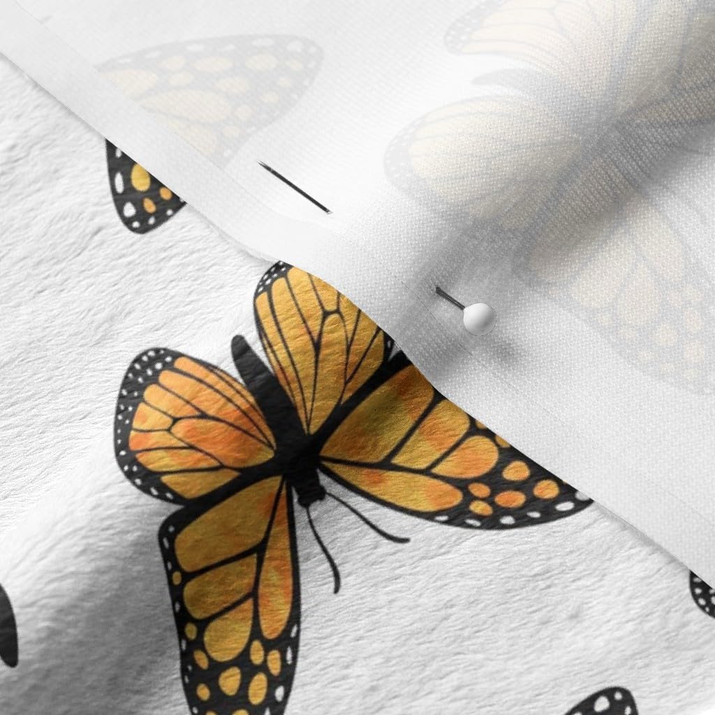 Spoonflower Fabric - Small Scale Monarch Butterflies Butterfly Spring Insect Pollinator Printed on Minky Fabric by The Yard - Sewing Baby Blankets Quilt Backing Plush