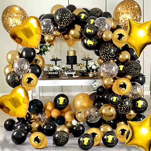 Cadeya Graduation Balloons, 48 Pcs Black Gold Grad Balloons For Graduation Party Decorations Class Of 2023 #TOP1