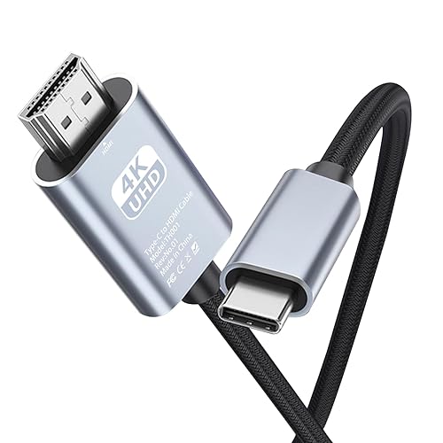 Cable USB C a HDMI 4K a 60Hz 2M, adaptador trenzado USB tipo C a HDMI para oficina en casa Thunderbolt 43 compatible con MacBook Pro 20212020,