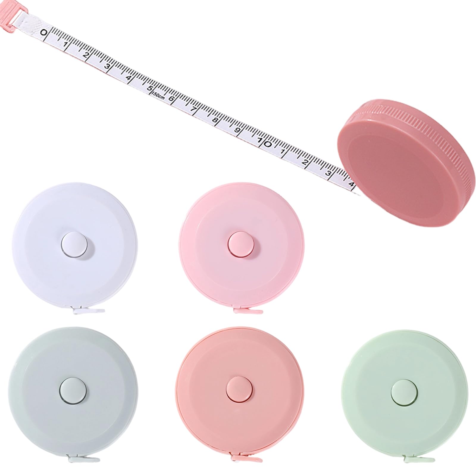 5 Piezas Cinta Métrica Costura Retráctil,150 cm,Cinta Métrica Retráctil,para Costura,Cuerpo y Manualidades,Medir Longitud,Pecho, Cintura,Coser Sastres