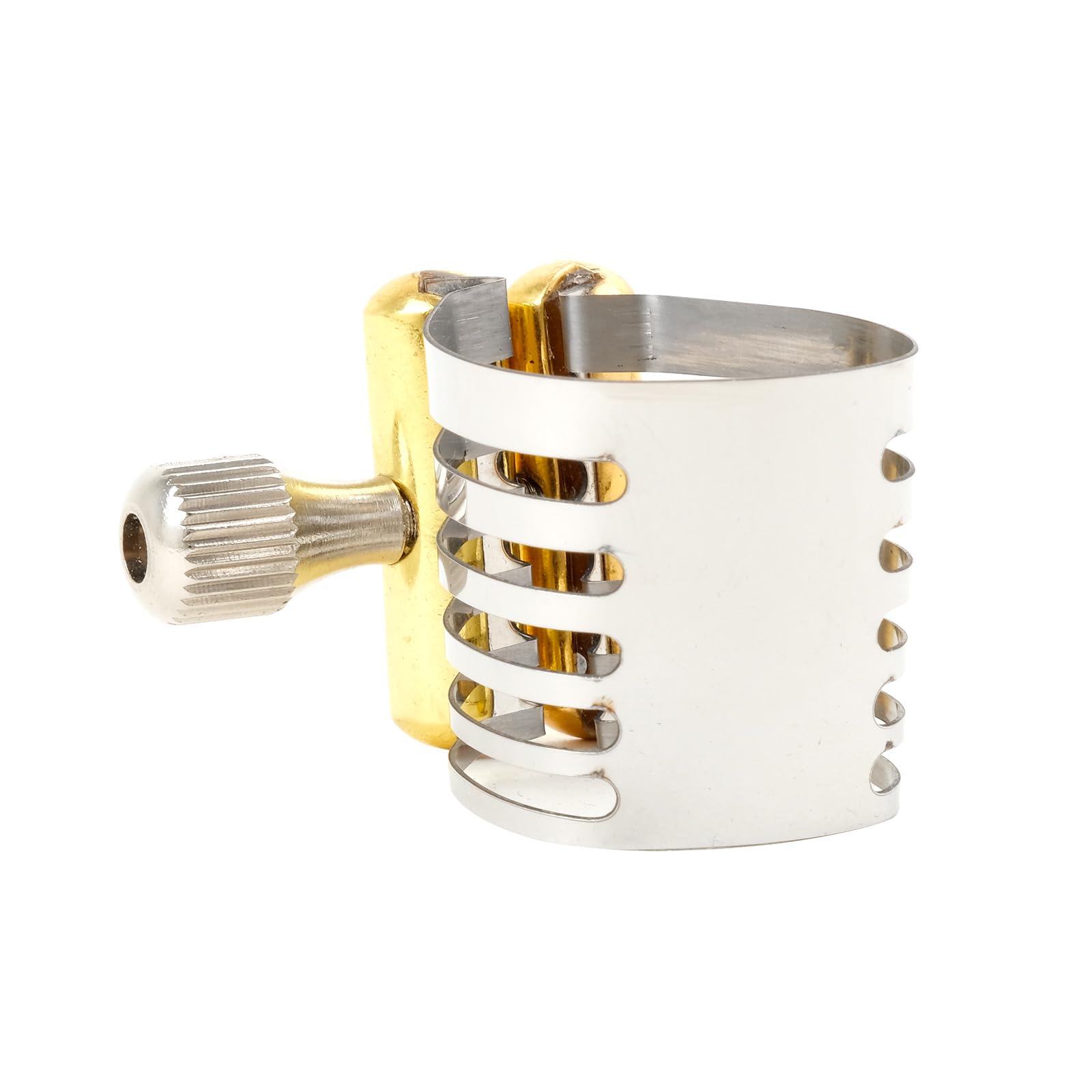 Ligadura de boquilla para saxofón alto, ligadura para profesionales principiantes, acero inoxidable, saxofón alto