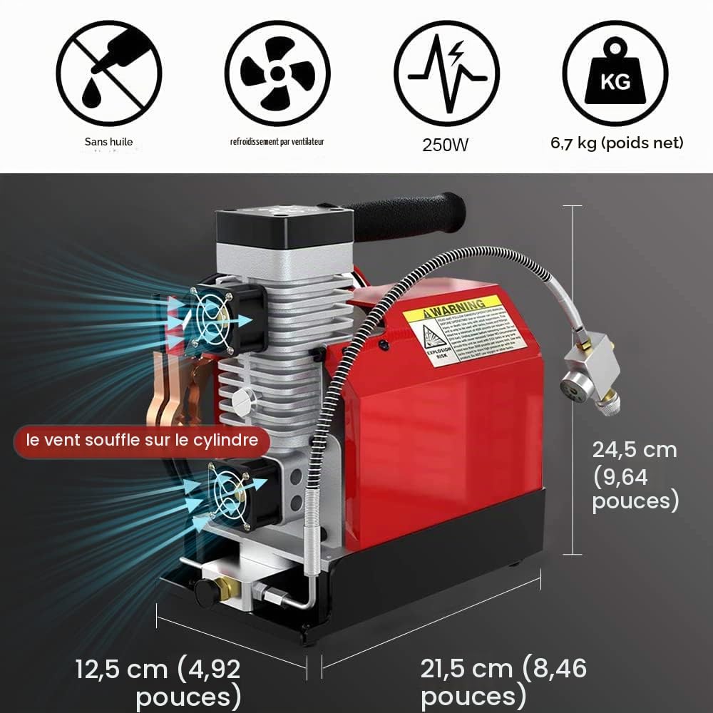 GX PUMP CS2 Compresseur d'air portable PCP, 4500Psi / 30 Mpa