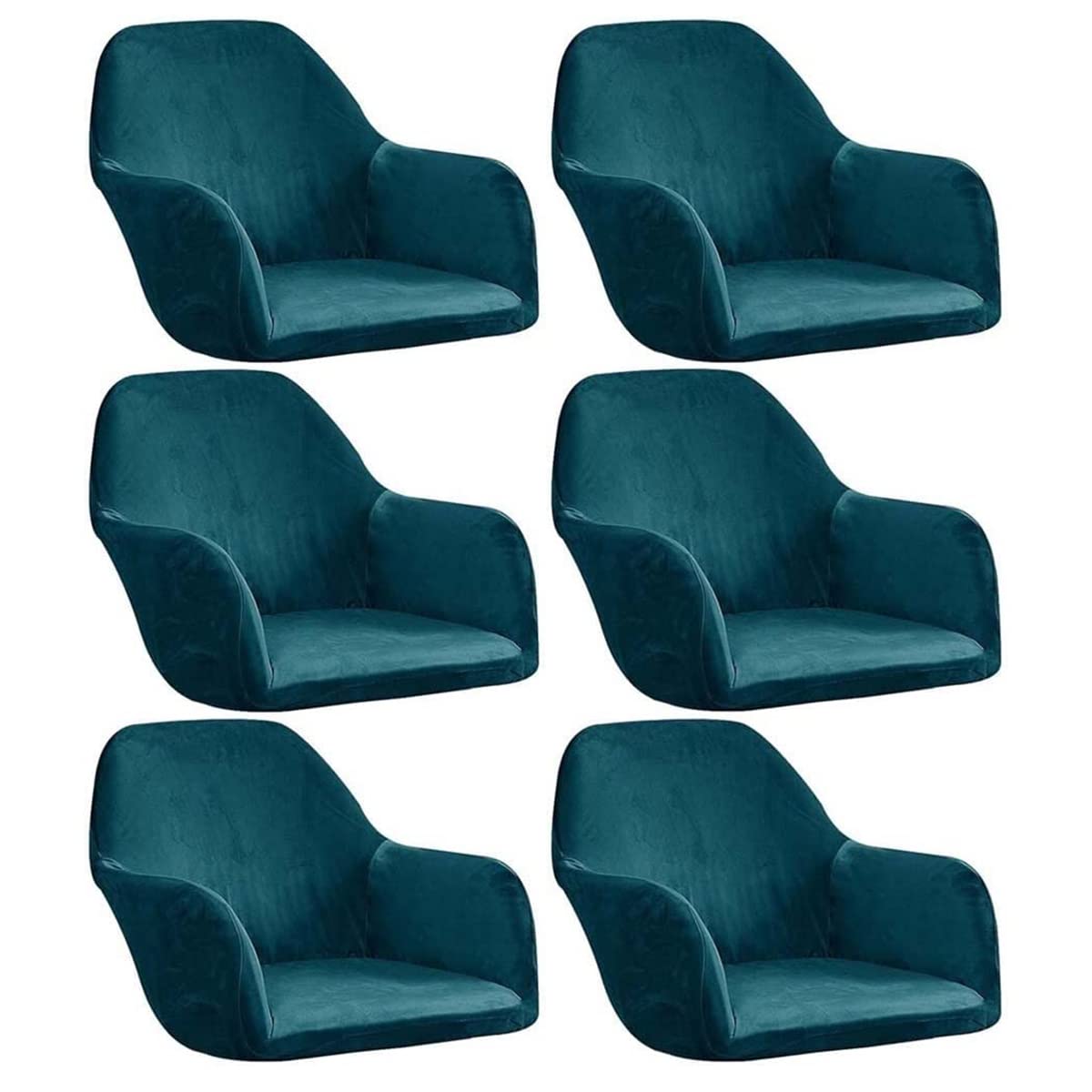WJHDWYD Armchair Cover Elastic Chair Covers with Armrests Universal 1/2/4/6 Pieces Chair Slipcover for Office Dining Room Kitchen Modern(Verde Scuro,6 pezzi)