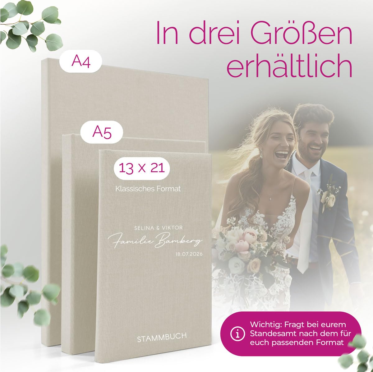 Hochzeitideal Stammbuch der Familie 'Helena' Nr. 305 inkl. Personalisierung (Elfenbein, A4 4-Fach Ringmechanik)
