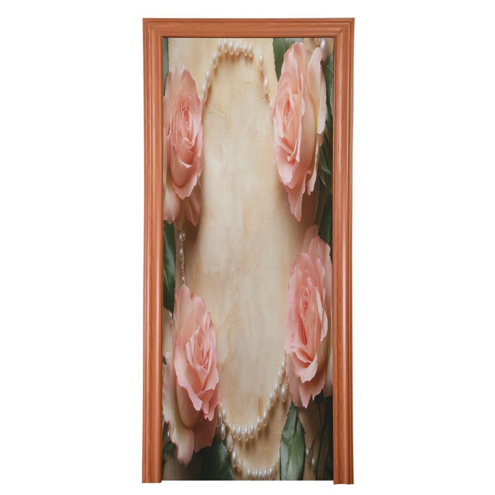 FLildon Roses Retro Pearls Print Door Cover Decoration, Party Accessory Porch Decor for Festive Ornament Room Door Covers 32 x 79 Inch