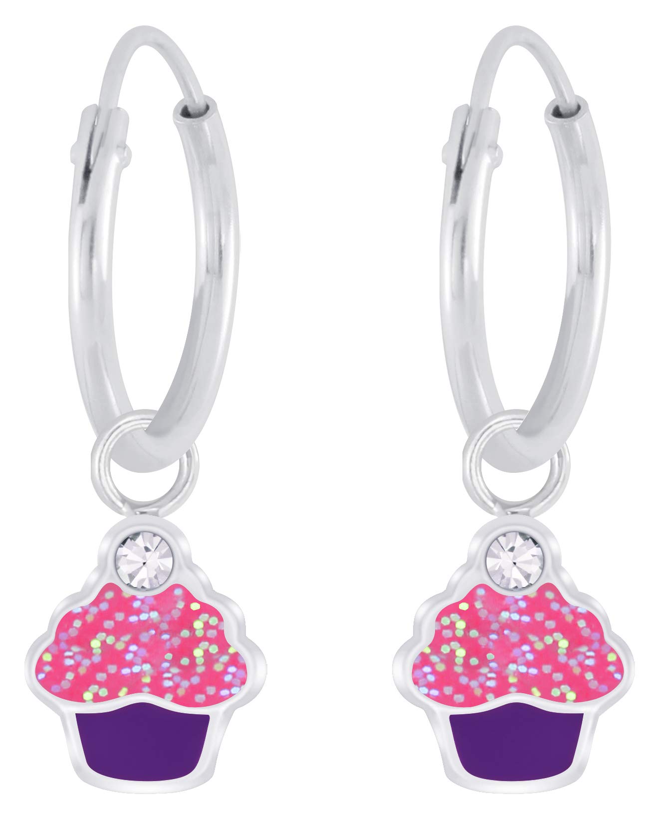 Aww So Cute925 Sterling Silver Hypoallergenic Cupcake Hoop Earrings for Babies, Kids & Girls | Diwali Gift/Birthday Gift | Comes in a Gift Box | 925 Stamped with Certificate of Authenticity | ER1730