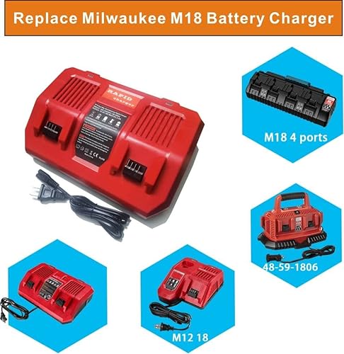 Miniatura 4 de Reemplazo del cargador rápido simultáneo Milwaukee M18 DualBay 48-59-1802 para batería de litio Milwaukee 18V M18 48-11-1811, C18B, Li18, M18, M18B,