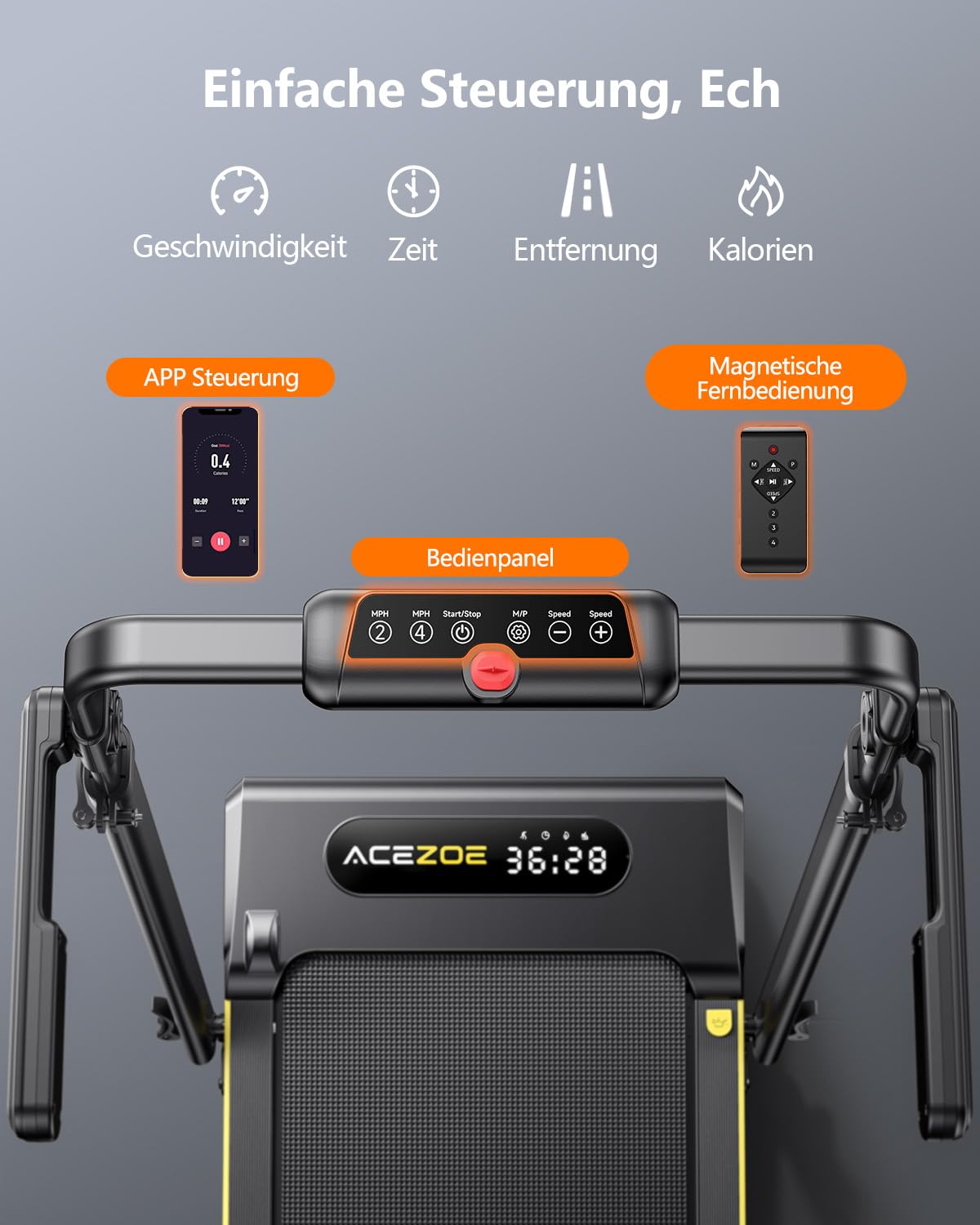 6 in 1 Laufband für Zuhause,Walking Pad mit Steigung bis 10%, 12km/h Klappbar Laufband mit LED-Anzeige,2.5HP Treadmill für Zuhause/Büro,Bis 136kg Belastbar,Fernbedienung und App,Keine Installation