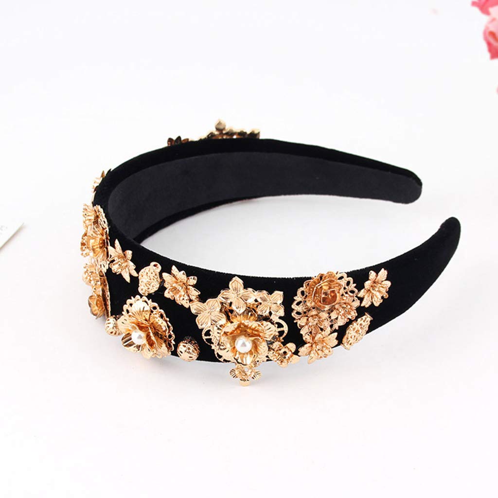 Antique Anyan Cerchietto per capelli con perle e strass, stile barocco, accessorio per capelli per donne e ragazze (arancione