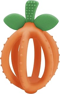 Itzy Ritzy Teething Ball & Training Toothbrush – Silicone, BPA-Free Bitzy Biter Clementine-Shaped Teething Ball Featuring Multiple Textures to Soothe Gums and an Easy-to-Hold Design, Orange