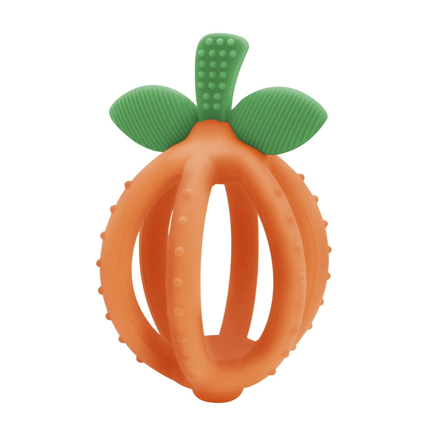 Itzy Ritzy Teething Ball & Training Toothbrush – Silicone, BPA-Free Bitzy Biter Clementine-Shaped Teething Ball Featuring Multiple Textures to Soothe Gums and an Easy-to-Hold Design, Orange