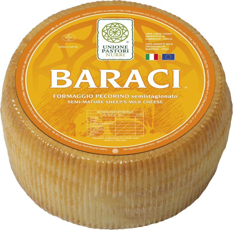 Baraci - Formaggio pecorino semistagionato - Unione dei pastori di Nurri. Forma: 2,5 kg