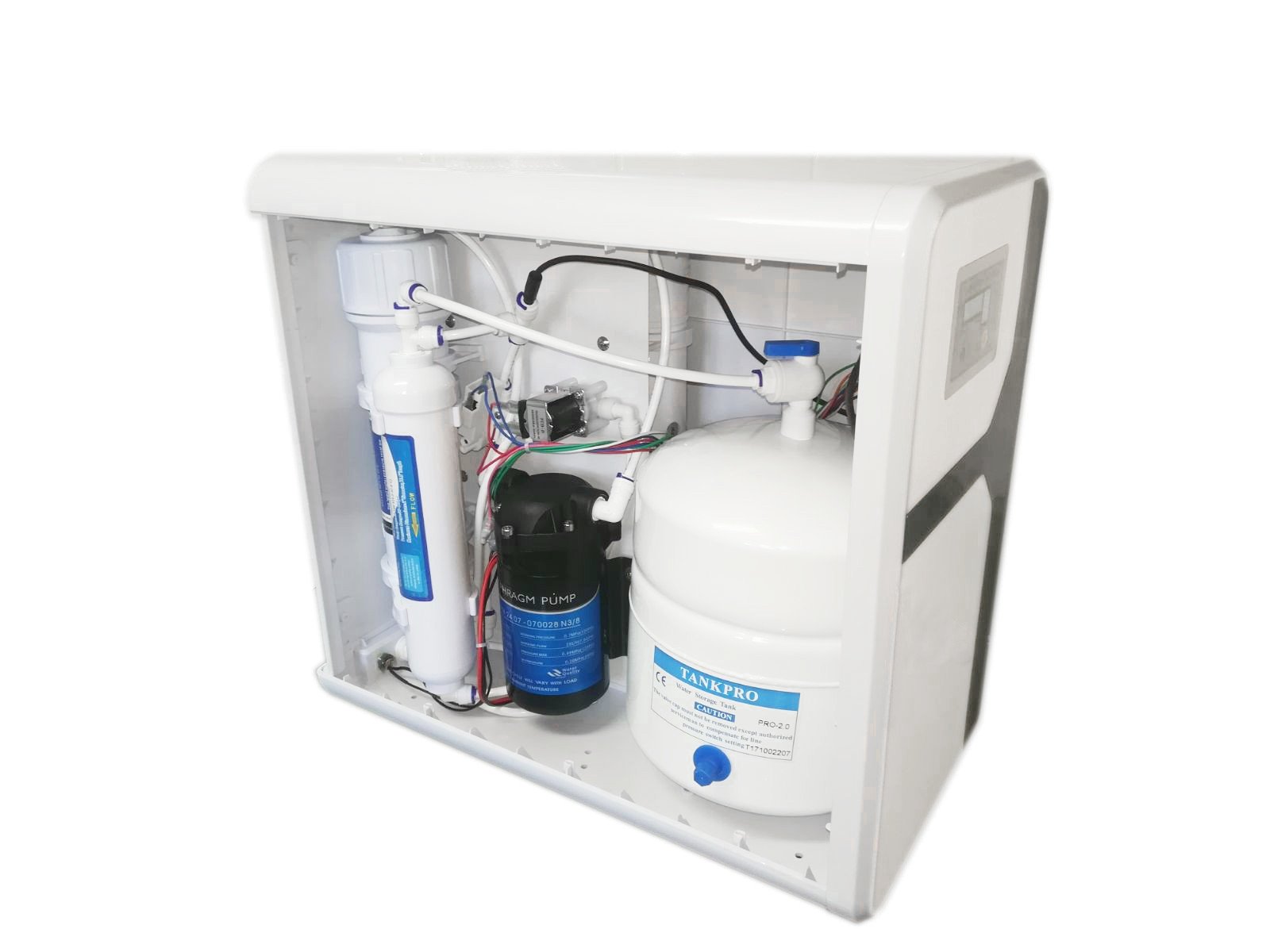 Depurtek | Sistema Compacto de Osmosis Inversa NT02 | Alta Capacidad 75 GPD, Fácil Instalación | Bomba Sobre Presión, Depósito Acero Detector Fugas, AutoCorte Agua, Medidor TDS, Auto-Limpieza Filtros