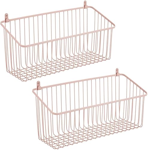 Miniatura 8 de mDesign Cesta organizadora portátil de metal para colgar en la cocinadespensa, para colgar en la cocina, despensa, bolsas de plástico, papel de