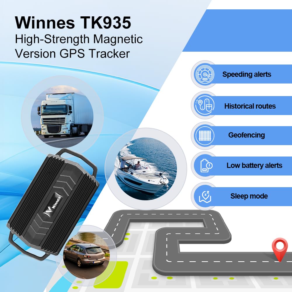 Winnes Localizador GPS para Coche rastreador GPS Modo de Reposo ultralargo Seguimiento magnético en Tiempo Real, antirrobo, para Coche camión y Motocicleta Fuerte Versión Magnética GPS Tracker