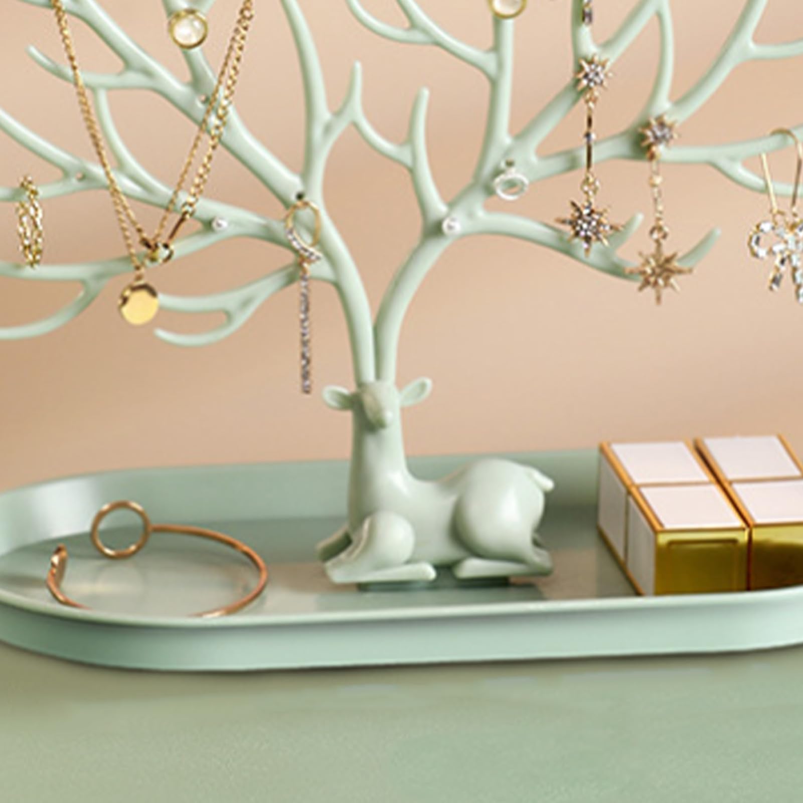 Espositore Per Gioielli Con Corna E Vassoio, Organizer Da Parete Per Collane, Orecchini E Anelli, Design Albero Di Renna, Decorazione Stanza - 5