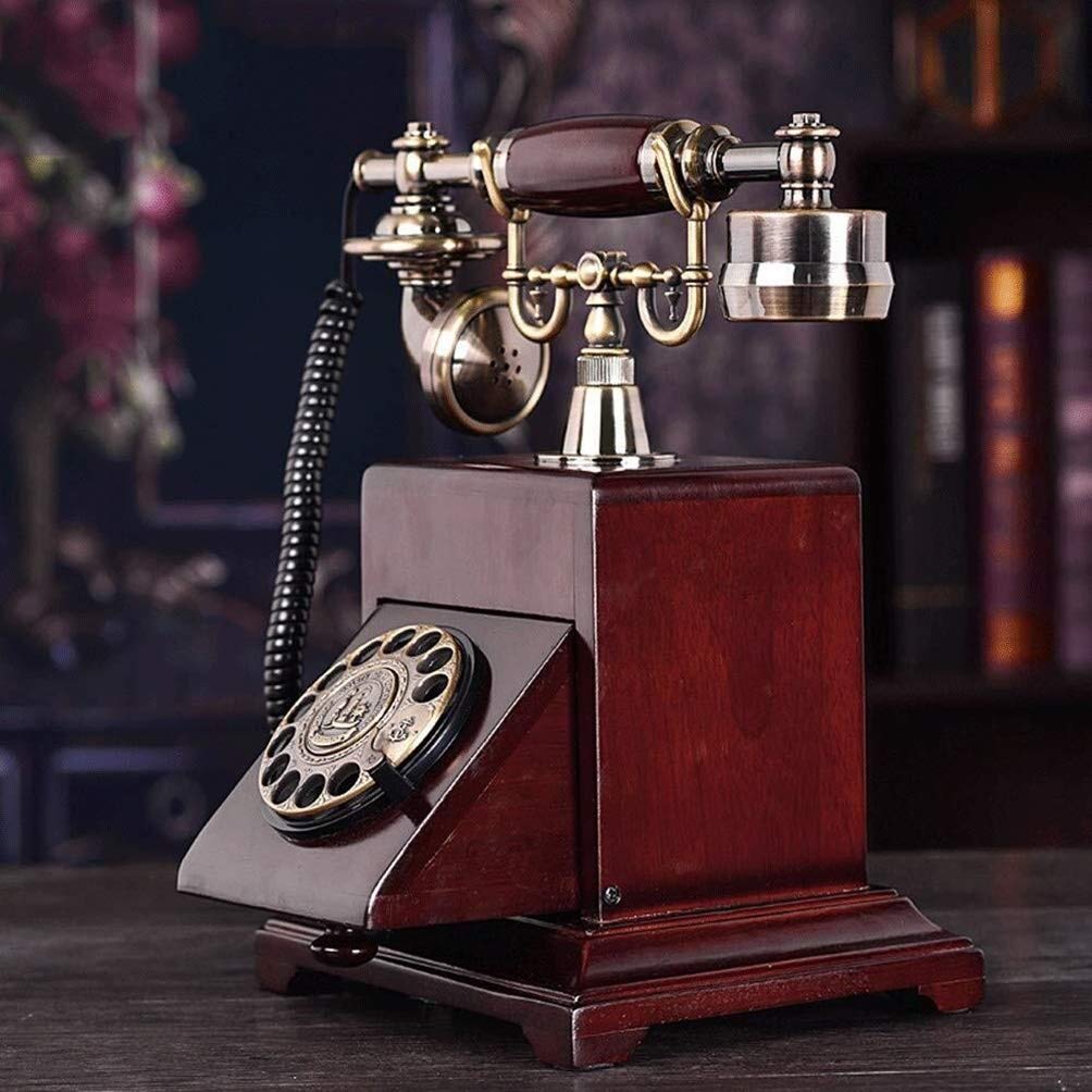 Amerykańskie antyczne staromodne telefony, lite drewno, dzwonki mechaniczne, bez użycia rąk, europejskie, wiejskie, retro, domowe, stacjonarne, biurowe, telefon stacjonarny