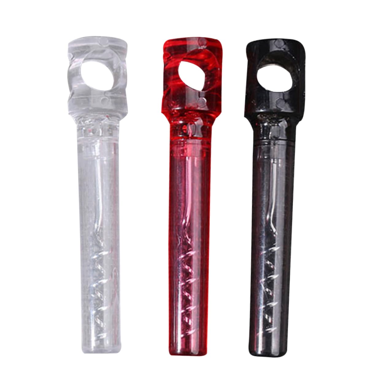 PRETYZOOM 3pcs Portable Multifunctional Wine Cork Bottle Opener Plastic Handle Easy Design Red Black Transparent for Home Use