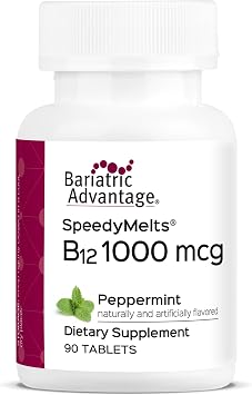 Bariatric Advantage SpeedyMelts B12 1000 mcg - Fast Melting with 200 mcg of Folic Acid for Nutritional Support* - Peppermint - 90 Count