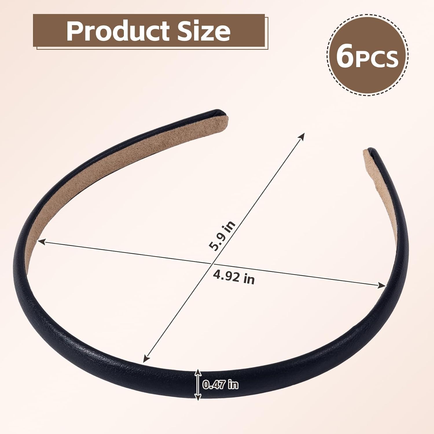 6Pcs Thin Headbands for Women, Non Slip Leather Makeup Headband, Trendy Cute Headbands for Girls, Simple Solid Color Soft PU Hair Bands, Fashion Hair Accessories - Image 4