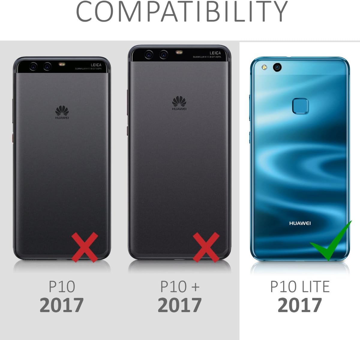 kwmobile Case Compatible with Huawei P10 Lite - Case Clear TPU Cover with Design - Don't Touch My Phone White/Black