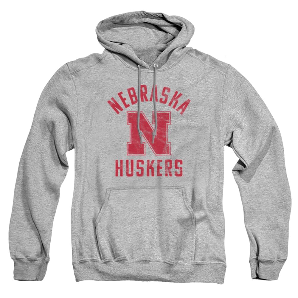 University of of Nebraska Official Nebraska Cornhuskers Logo Unisex Adult Pull-Over Hoodie,Athletic Heather, 2X-Large, (CLCNB201-AFTH-5-02)