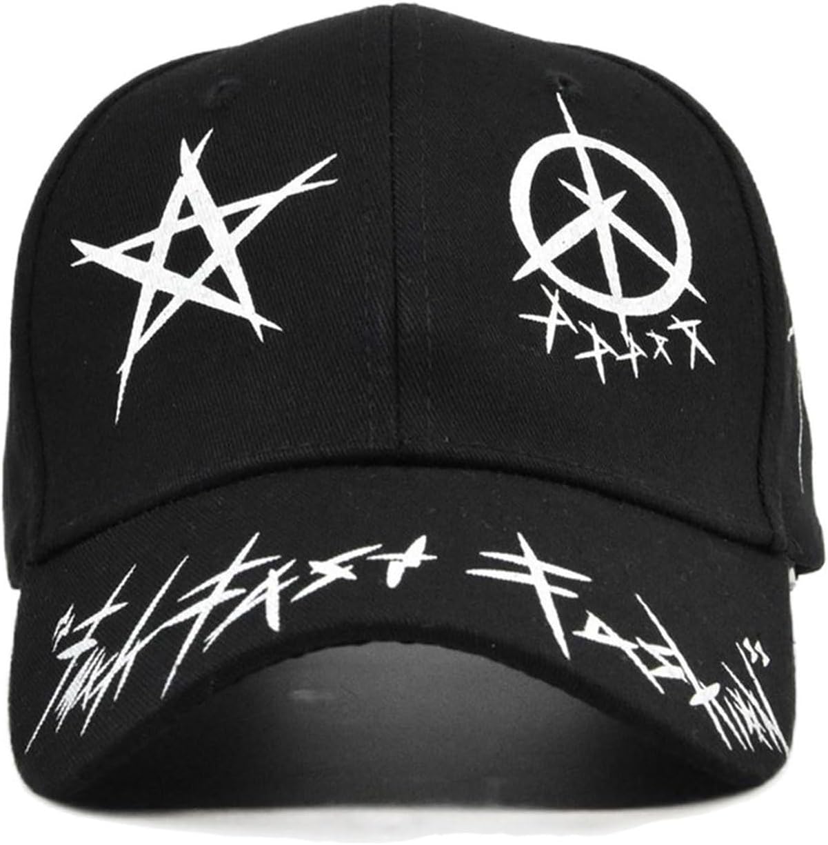 Unisex Black Graffiti Baseball Cap, Fashion Graphic and Cool Hip Hop Style Snapback Hat, Punk Rock and Stylish Streetwear Hat for Men & Women Adjustable Cap - Image 2