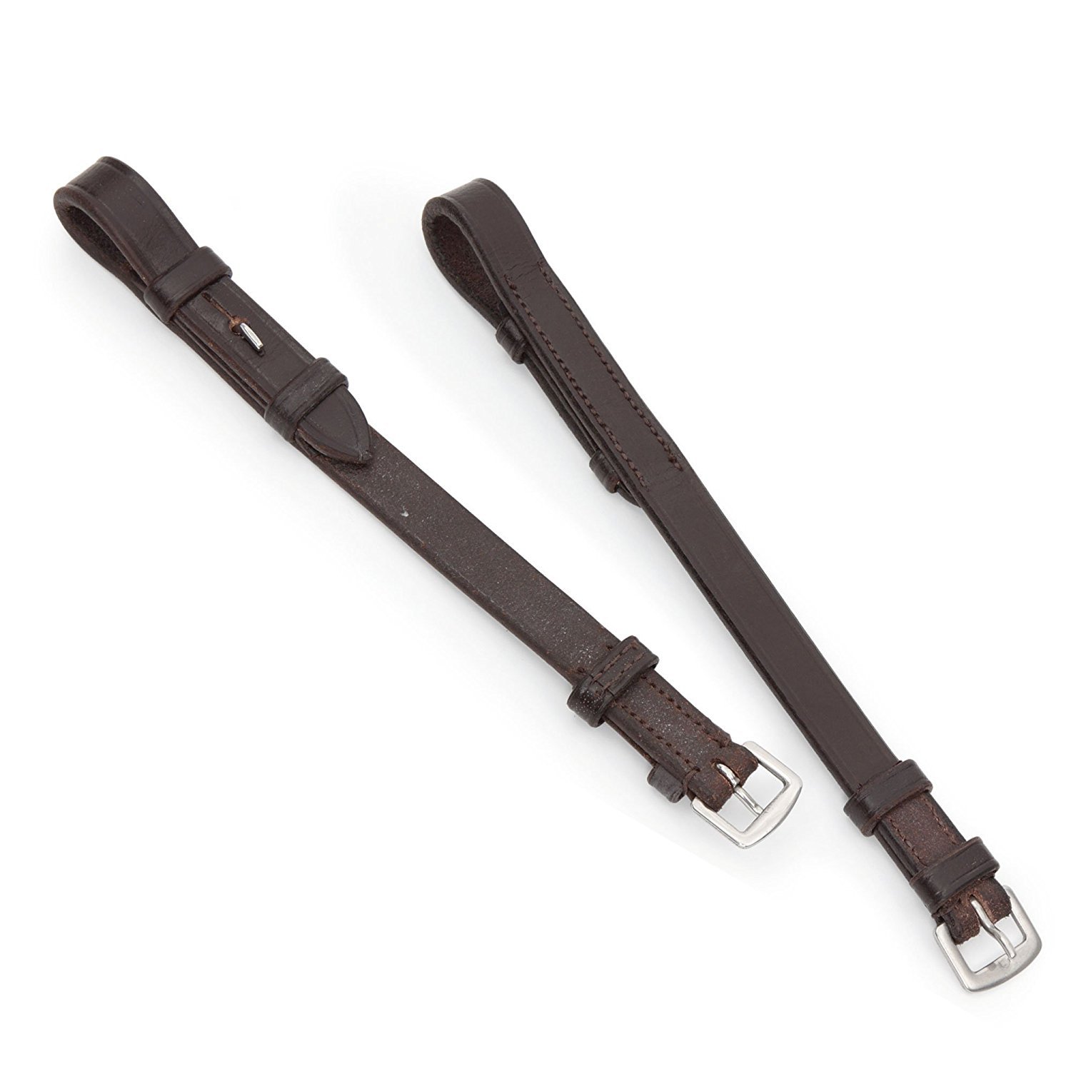 Shires Blenheim Bridle Cheek Pieces with Hook Studs-Havana Pony 1/2" (12.5mm) — image 1