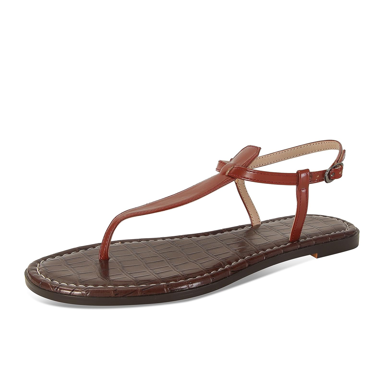 RJYLP Brown Thong Flat Sandals for Women Casual T-Strap Flats with...