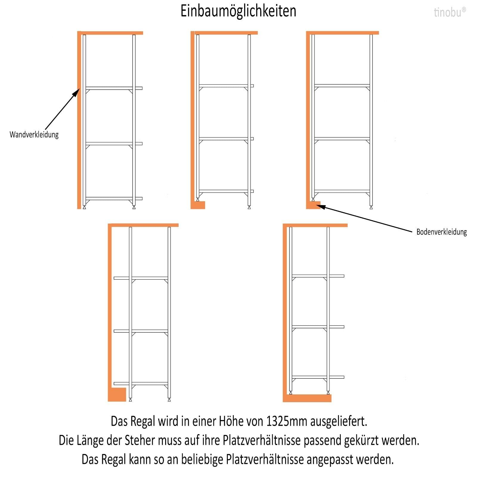 Regalsystem 60x40cm für Wohnmobile, Heckregal für die Heckgarage, Regal für Camper, alle Euroboxen (4 Etagen - Herausnahme der Boxen nach vorne)