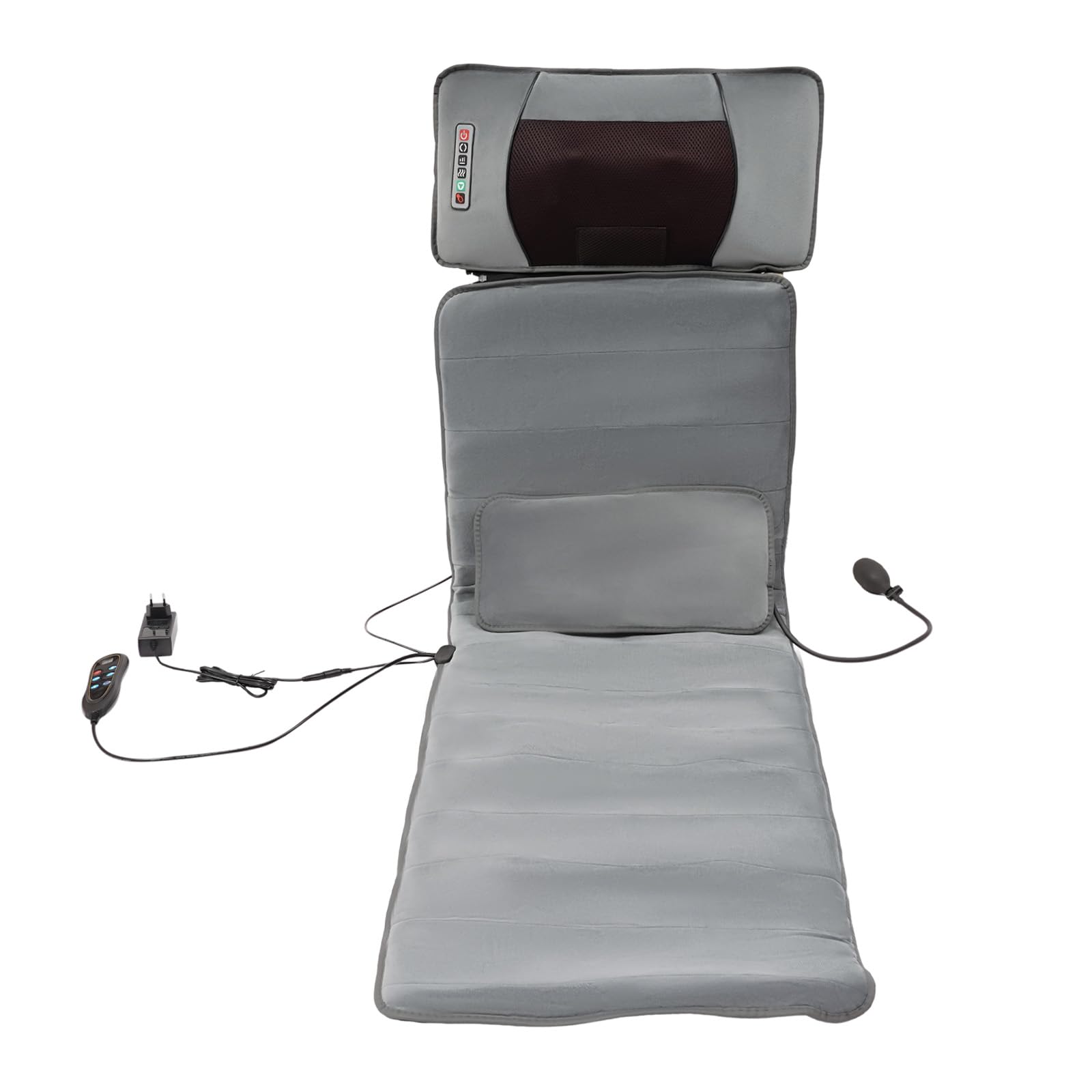 Tapis de massage pour tout le corps - Pliable - Avec chaleur et vibration - 9 modes d'intensité - 126 x 50 cm - Tapis de massage complet du corps avec coussin de massage et airbag de taille