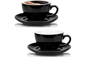Yesland 2 Pack 10 oz Coffee Cup and Saucer