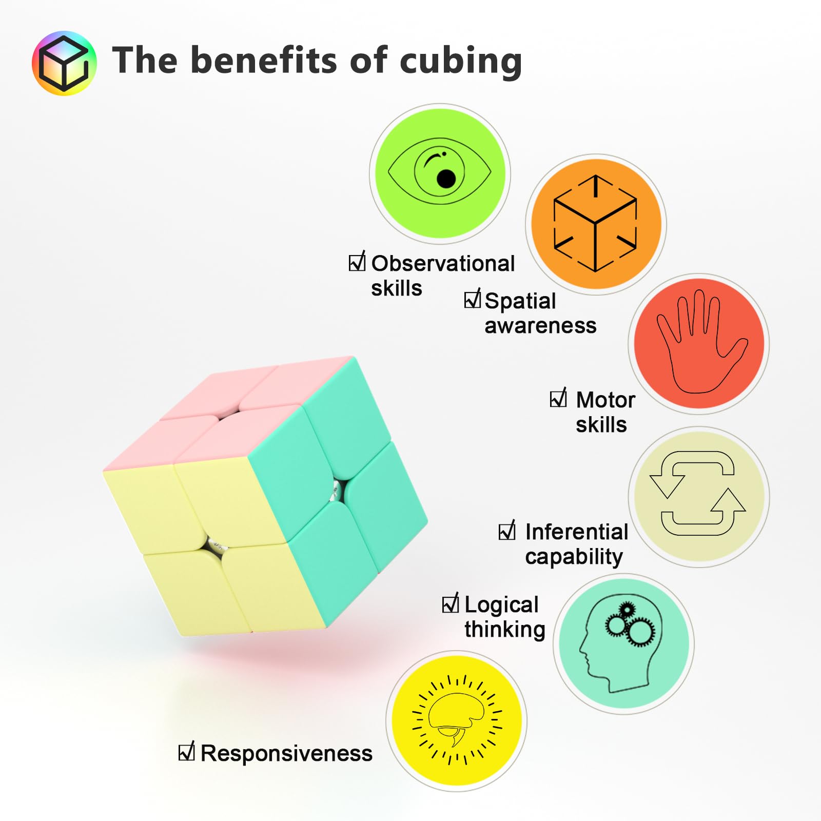Vdealen Speed Cube Macaron 5x5x5 – Sans Autocollant, Lubrifié, Cadeau Idéal Pour Tous Âges