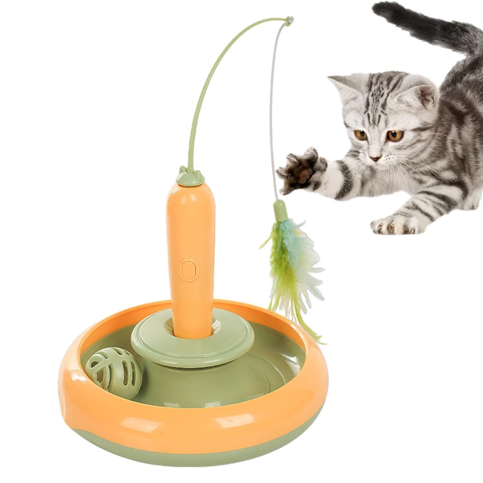 Jouets avec Plumes pour Chats - Jouets Drôle pour Chats Teaser avec Plumes, Jouet Interactif Multifonctionnel pour Chats pour Intérieurs | Jouet Électrique Réutilisable pour