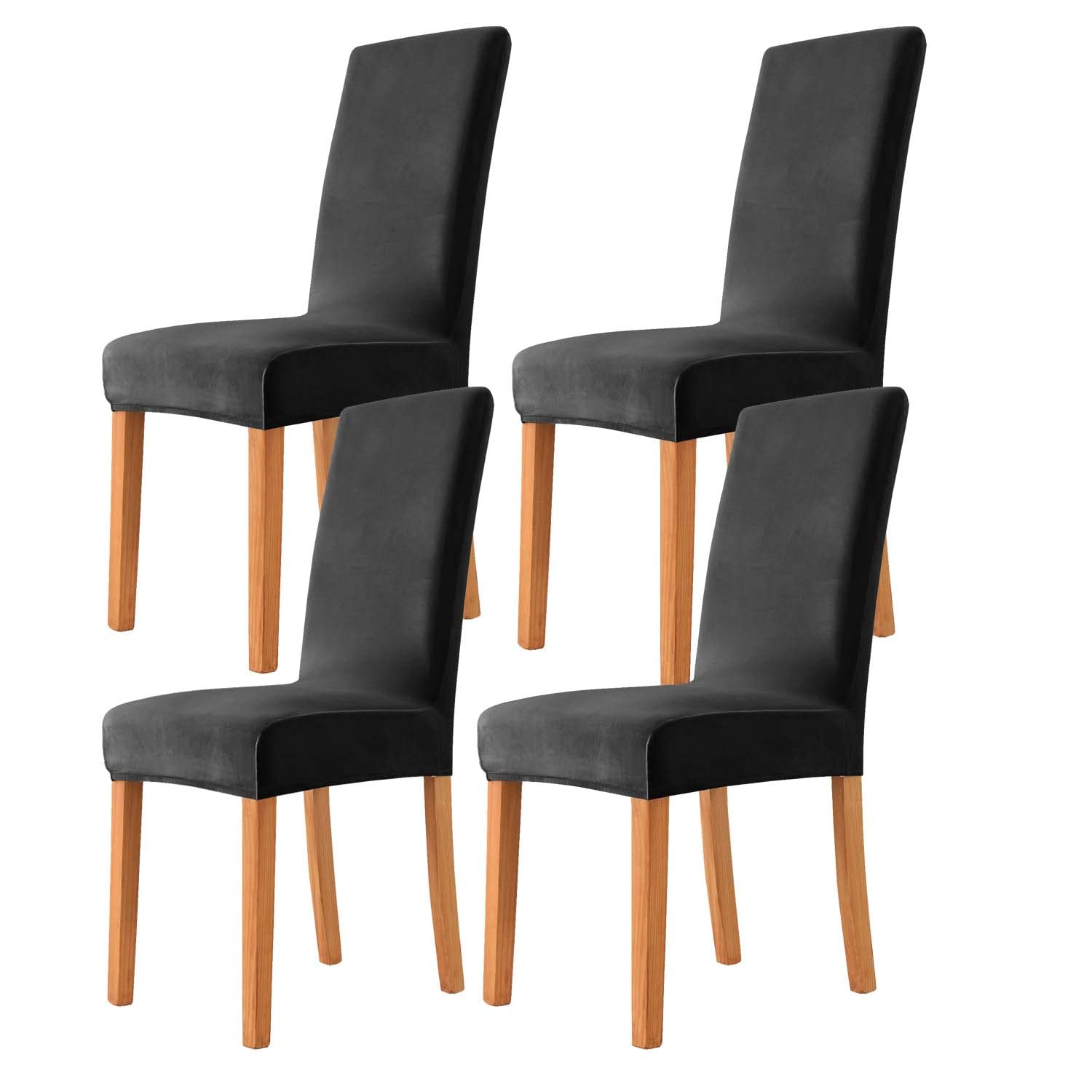 Set Coprisedie Elasticizzati 4 Pezzi - Fodere In Velluto Morbido Per Casa, Ristorante E Matrimoni, Colore Beige